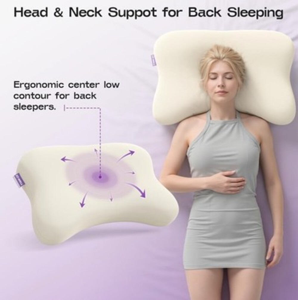 ZZ-WELL Cervical Neck Pillow for Side Sleepers - Patented Cooling Memory Foam - Picture 4 of 8